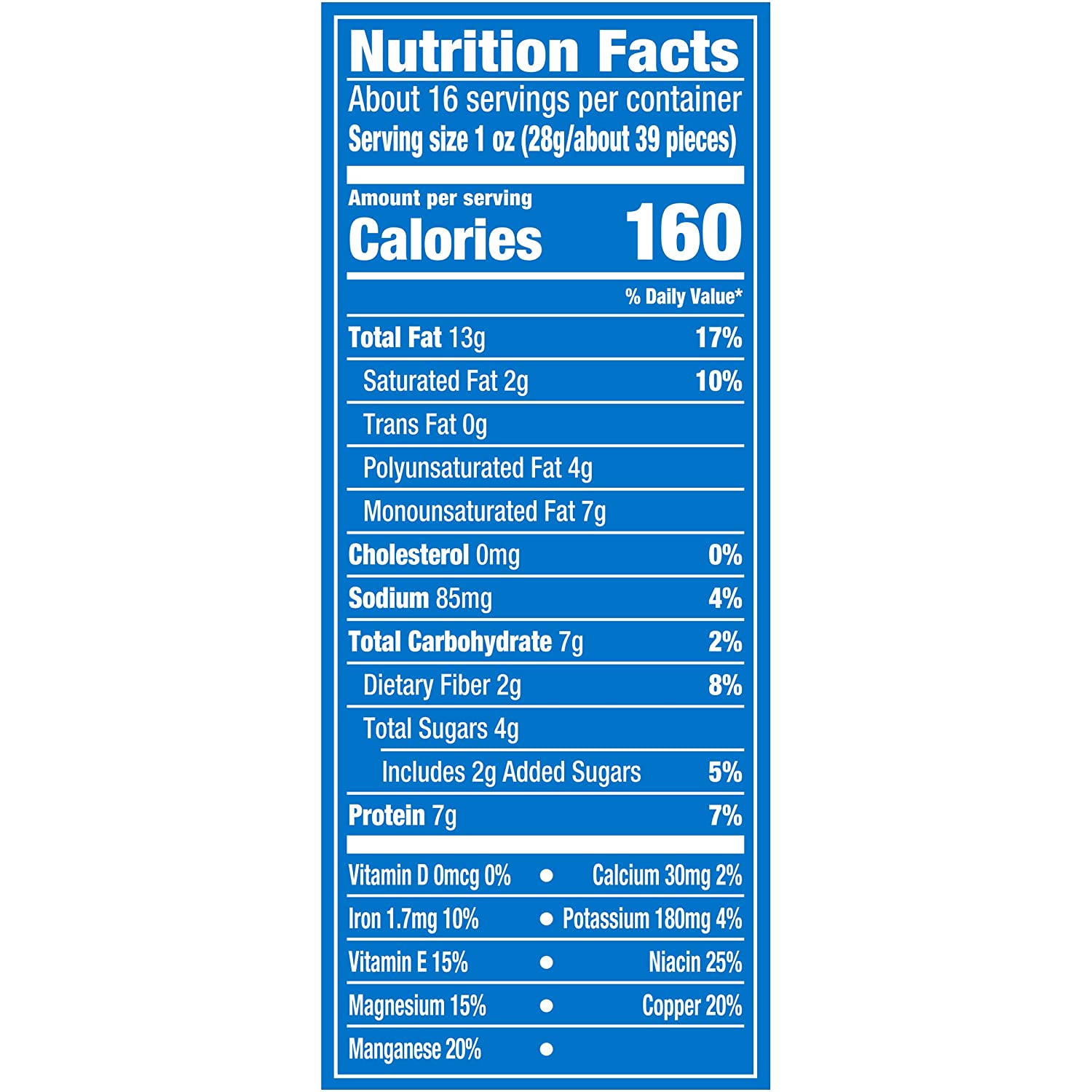 Nutrition Facts honey roasted peanuts